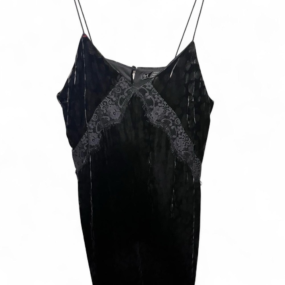 NWT Zara TRF whimsygoth fairycore slip dress velvet lace leopard print witchy L - Picture 2 of 14